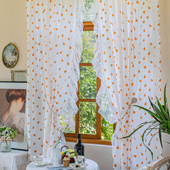 Yickyue Elegant Curtains for Living Room French Lace Curtain for Girls Bedroom Fruits Printed Window Curtain Panel L220CM Home Drapes
