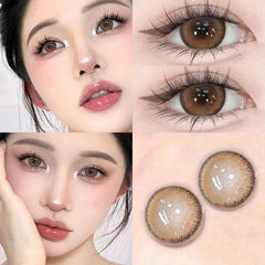YICKYUE - 2Pcs Colored Contact Lenses Brown Pupils for Eyes Natural Beauty Pupil With Diopters Prescription Grey Iris Lenses