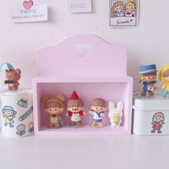 Yickyue Pink girl heart desktop storage box doll finishing rack wooden love cute rack beauty shot background decoration storage shelf