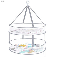 Boxi New Double-layer Clothes Dryer Basket Foldable Windproof Underwear Drying Net Multi-purpose Clothes Drying Rack Basket