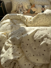 YICKYUE - Fashion cartoon bear heart bedding set kid teen boy,twin full queen king cotton home textile bed sheet pillow case quilt cover