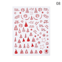 Winter Xmas 3D Nail Sticker Christmas Elk Santa Snowflake Rabbit Cartoon Slider Design Polish Nails Decals Nail Art DIY Decor