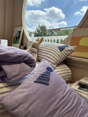 Yickyue Winter Funny Milk Velvet Towel Embroidered Bedding Set Purple Magic Hat Duvet Cover Set Thick Comfortable Flannel Comforters