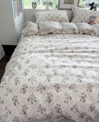 YICKYUE - French vintage pastoral flower bedding set,twin full queen retro floral cotton home textile bed sheet pillow case quilt cover