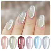 YICKYUE - Magnetic Cat Eyes Gel and Holographic Reflective Magnetic Nail Polishes Semi Permanent Nails Art UV LED Nail Varnish Gel