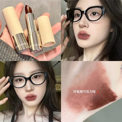 YICKYUE - Nude Sexy Dark Red Lipstick Pen Lasting Non-marking Waterproof Lip Glaze Milky Tea Purple Non-stick Cup Korean Lip Tint Makeup