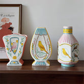 YICKYUE - Ceramic Vase Nightingale and Rose Art Homestay Ornaments Pastoral Flowers Birds Home Decoration Living Room Desktop Office Vase