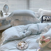 Yickyue - Princess blue stripes bedding set,fairyfair single double cotton twin full queen home textile bed sheet pillow case duvet cover