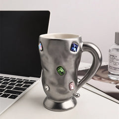 YICKYUE - Diamond Coffee Cups Mugs Matte Ceramics Coffee Mugs Cup Creative Breakfast Mug Unique Gifts for Girlfriend Birthday 330ML