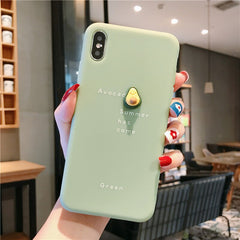 Cute 3D Avocado Candy Color Ultra Thin Phone Soft Case For iPhone 11 Pro Max X Xs XR 7 8 Plus SE Solid Color Silicone Cover