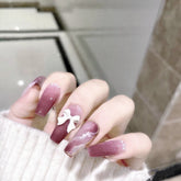Fake Finger Press On Nails Heart 24PCS Long Ballet Nails Japanese Full Cover Nail Tips Design Nail For Girls Free Shipping Items