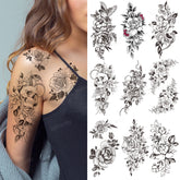 YICKYUE - 10pcs/lot sketch tattoo designs rose peony flowers butterfly temporary tattoo & body art painting sexy fake tattoo for women