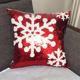 Magical Shining Christmas Deer Snowflake Cushion Cover with Sequins Throw Pillow Case Cover for Seat Car 40x40cm Christmas Gift