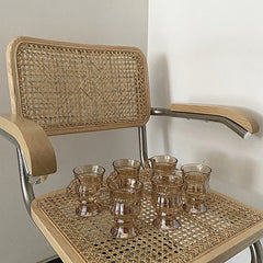 Amber Glass retro water cup embossed romantic girl heart glass milk tea cup juice cup wholesale