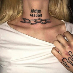 Waterproof Temporary Tattoo Sticker Black Neck Letter Chain Flame Tattoo Flash Tattoo Neck Female Male