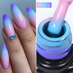 YICKYUE - 7ml Thermal Gel Nail Polish Sparkly Glitter 3 Layers Color Changing Gel Soak Off UV Painting Varnish Nail Art Design