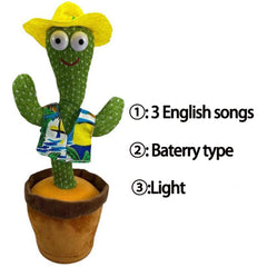 Talking Dancing Cactus USB Charging Shake Plush Toy Lovely Childhood Education Doll Repeat Home Decor Decoration Accessories