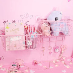 Pink wall shelf decoration frame bedroom living room Iron storage rack / wall-mounted shelf bracket shelf organizer
