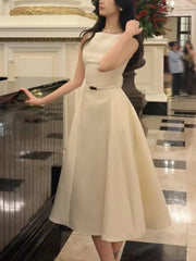 YICKYUE - Luxury French Elegant Vintage White Midi Dress Slim Wasit Sleeveless A-Line Momen's Dresses Prom Female Clothes New Mujer