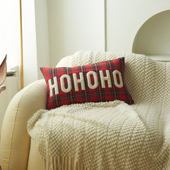 Yickyue New Christmas Decoration Cushion Cover Plaid Print Letter Embroidery Pillow Case Christmas Decorative Pillows for Sofa