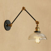 YICKYUE - Antique Design Glass Swimming Arm Wall Lamp Retro Reading Lamp Bedside Home Industrial Led Wall Lights Fixture Black Gold Rustic