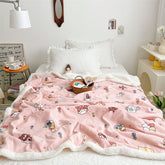 Yickyue Fresh and Simple Ins Children's Lamb Fleece Blanket Double-Layer Thickened Sofa Shawl Blanket Skin-Friendly Warm Nap Blanket