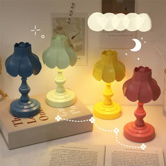 Led Eye-protection Table Night Lamp Retro Desk Light Lotus Leaf Desktop Lamps Button Switch Controls Night Lights Bedside Decor