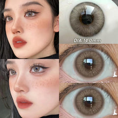 YICKYUE - Pink Contact Lenses Myopia Color Contact Lenses for Eye with Diopters Natural Grey Brown Eye Color Lenses Blue Lens 2PCS
