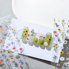1pc Hawaiian Plumeria Nail Art Stickers Embossed Sunflower 5D Adhesive Slider Sticker Frangipani Flowers Nail Art Decorations