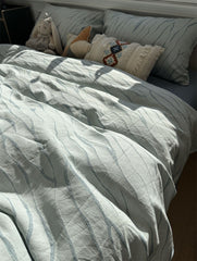 YICKYUE Elegant geometric blue bedding set teen,twin full queen king modern simple cotton home textile bed sheet pillow case quilt cover