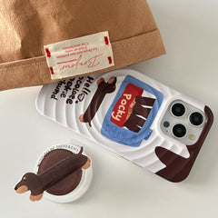 YICKYUE - Cute Chocolate Dachhund Stand Holder Fundas For Iphone 13ProMax 14 15promax 13 15 Pro Max 12 14ProMax Magnetic Circle Phone Case