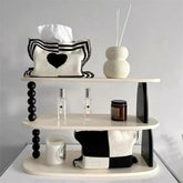 Yickyue Knit Plaid Heart Tissue Box Heart Knitting Cotton Thread Napkin Holder Tissue Bag Bedroom Kitchen Desktop Storage Napkins