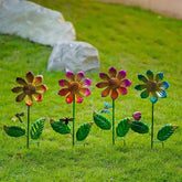 YICKYUE Outdoor Garden Metal Flower Art Floor Insert Decorative Plant Sculpture For Garden Courtyard Lawn Floor Decor Ornament