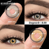 YICKYUE - Myopia Lens Contact Lenses 1Pair Colored Contacts with Degree Lens Gray Lenses Brown Eye Lenses Yearly Natural Contacts