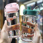 High Borosilicate Cute Girl Heart Small Animal Portable Glass Children Creative Portable Handy Cup Student School Drinking Cup