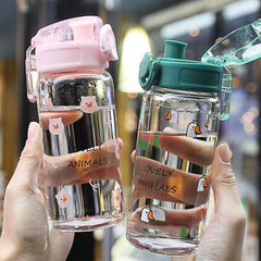 High Borosilicate Cute Girl Heart Small Animal Portable Glass Children Creative Portable Handy Cup Student School Drinking Cup