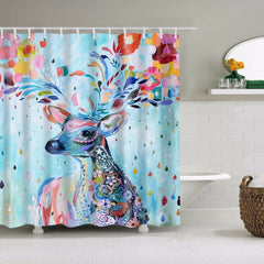 Bathroom Shower Curtain Animals Elephant Horse Deer Zebra Bird Fabric Waterproof Polyester Bathroom Curtain With Hooks 180X180cm