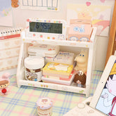 W&G Kawaii Desk Organizer Cat Paw Ins Desktop Storage Rack Double Cosmetic Display Rack Stationery Storage Rack Table Organizer