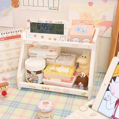 W&G Kawaii Desk Organizer Cat Paw Ins Desktop Storage Rack Double Cosmetic Display Rack Stationery Storage Rack Table Organizer