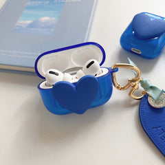 Love blue 3d heart silicone soft pendant earphone case for apple airpod pro 1 2 3 charging box wireless bluetooth capa cover