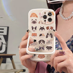 Korean cute Cartoon Dog Rabbit chair bracket soft case for iPhone 13 12 11 Pro Max X XS XR lovely Folding stand cover shockproof