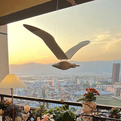 YICKYUE - Nordic Wooden Fly Seagull Bird Hanging Flying Craft Art Creative Ornament Home Living Room Decoration Kawaii Kids Gift