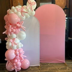YICKYUE 141pcs Pink Bow Balloon Garland Arch Kit - Coquette Birthday Decoration Coquette Bow Pink And White Balloon Arch Kit Different Size For Wedding Bridal Shower Girls Birthday Engagement Party Decoration