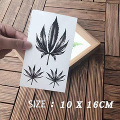 Waterproof Temporary Tattoo Sticker Black Hemp Leaf Design Body Art Fake Tattoo Flash Tattoo Arm Leg Male Female