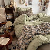 YICKYUE - Cottage Themed Green Tones Bedding Set