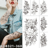 Thalf Arm Small Full Arm Waterproof Black And White Flower Tattoo Stickers Custom Sketch Gray Hand-painted Tattoo Stickers