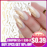 3D Metallic Golden Marble Line Nail Stickers Striping Tape Winter Manicure Charm Nail Design Decor Art Decals Foils GLSTZ-CS067