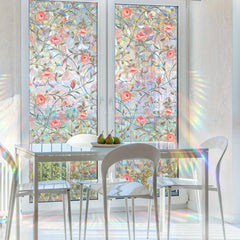 YICKYUE - Floral Butterfly Static Cling Window Film, PVC Non-Adhesive Glass Decal, Bird Strike Prevention, UV Protection Rainbow Prism Effect, Ideal for Wedding, Birthday, Valentine's Day Decor, 1 Sheet