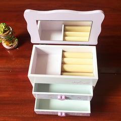 YICKYUE - Cartoon Cute Xyloid Double-deck Drawer Jewelry Storage Box Children's Hair Card Storage Multifunction Desktop Organizer Box
