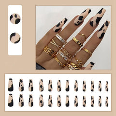 Detachable Butterfly Rhinestone Ballerina False Nails Wearable Long Coffin Fake Nails Full Cover Nail Tips With Glue 24pcs/Box